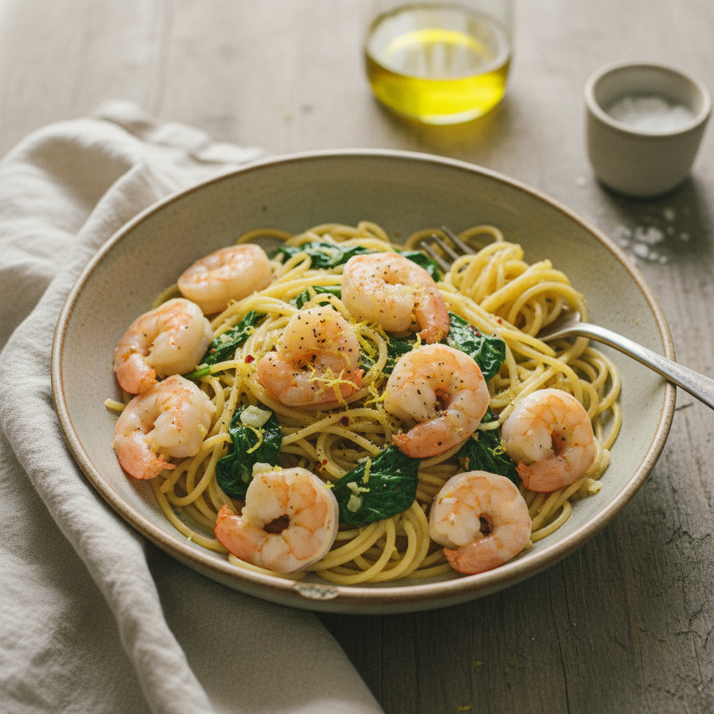 20-Minute Dinner: Lemon Garlic Shrimp Pasta Skillet