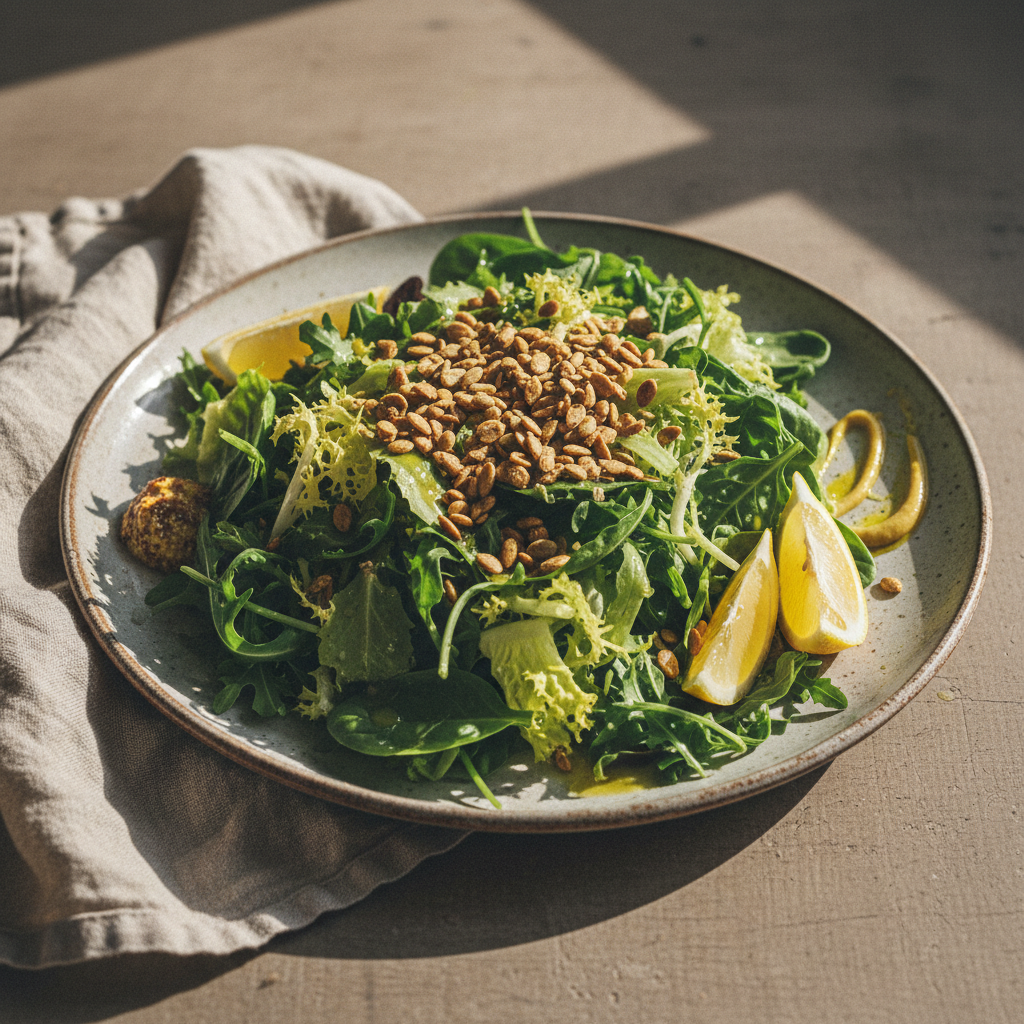 Crunchy Spring Greens with Toasted Pepitas