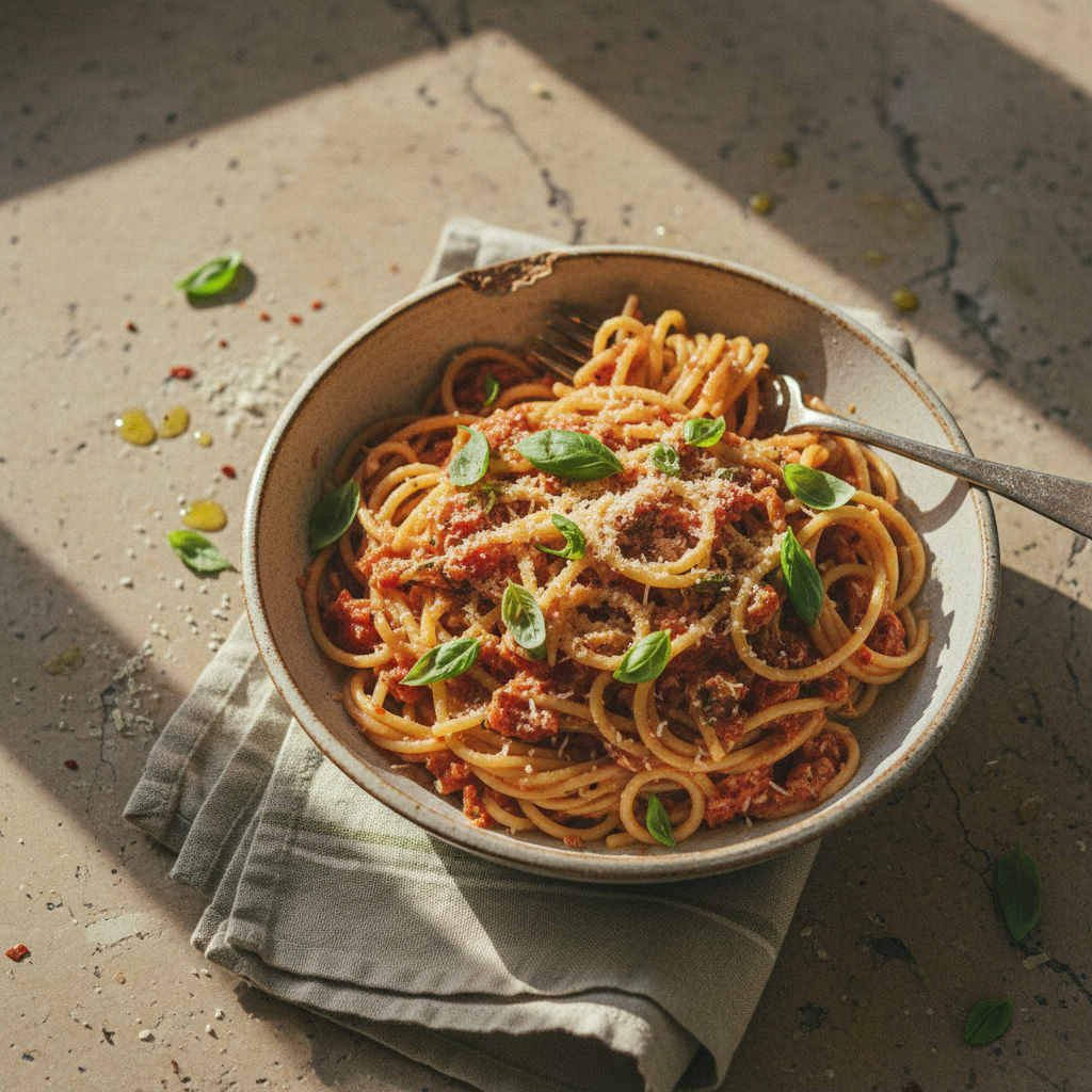 One-Pot Pasta Recipe with Tomato Basil Parmesan Sauce