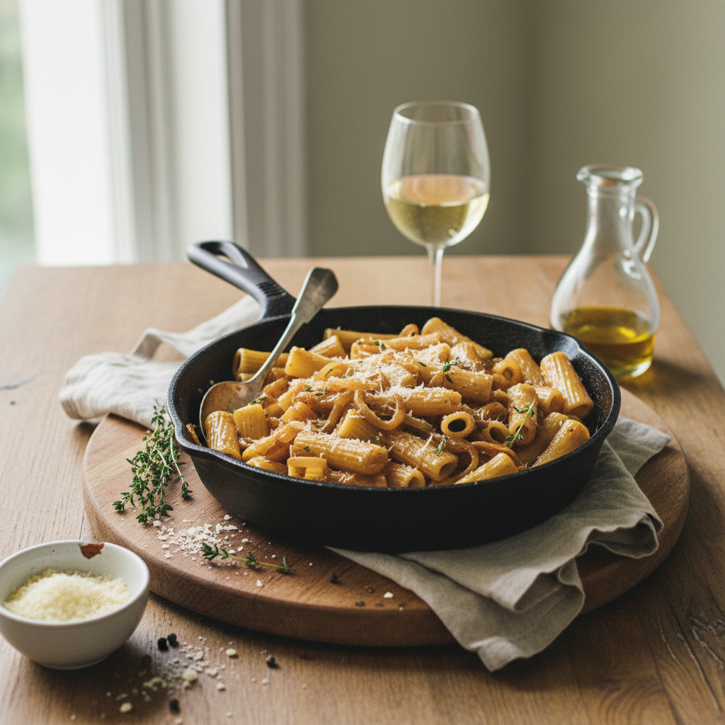 Onion Recipe: Creamy Caramelized Onion Pasta Skillet