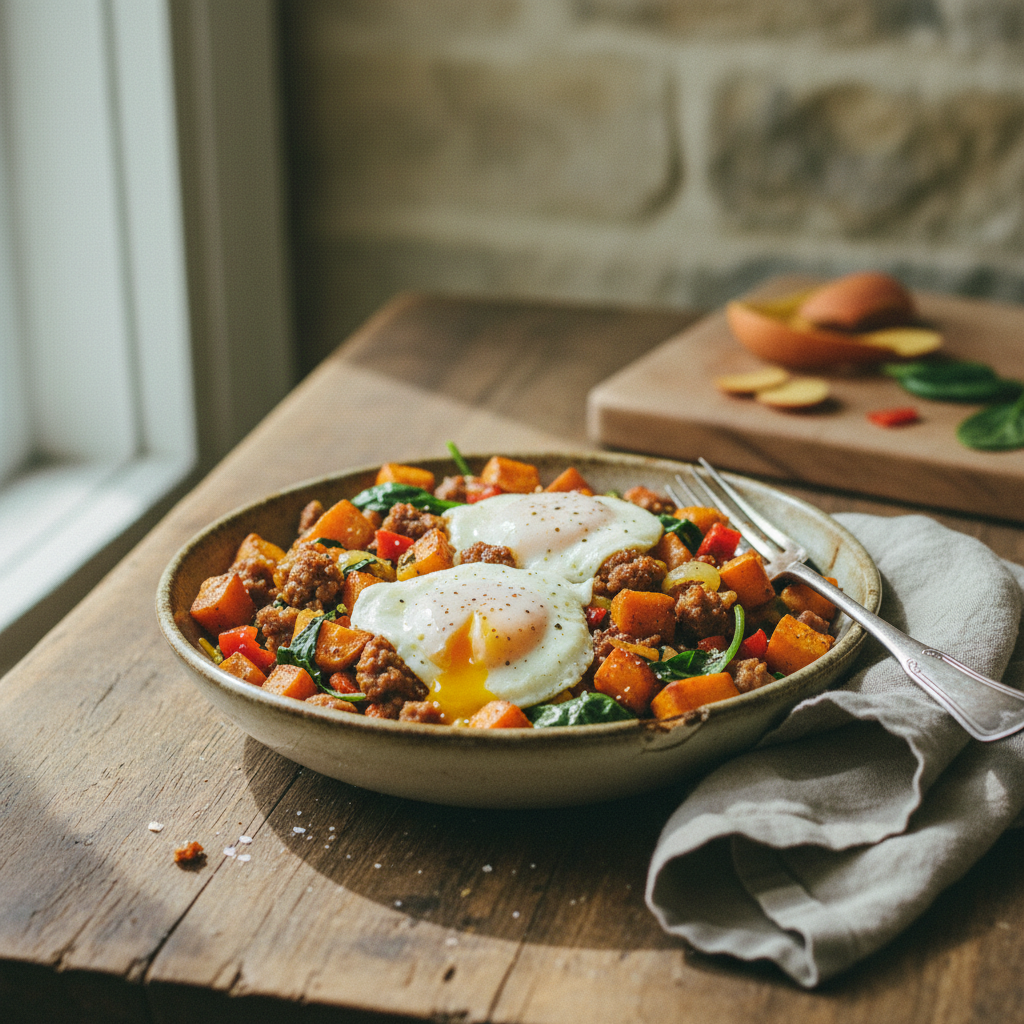 Paleo Breakfast Hash with Sweet Potato and Eggs