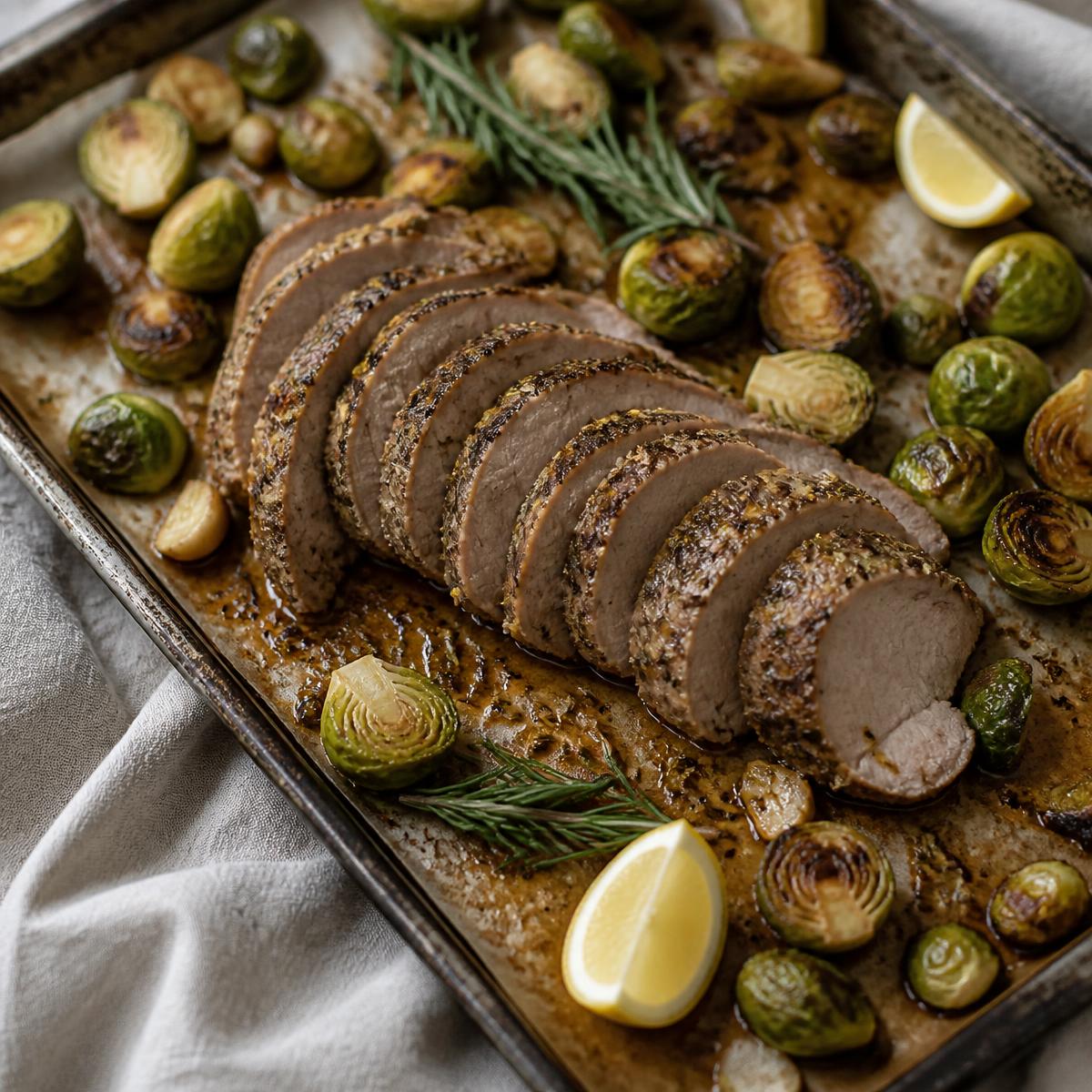 Sheet-Pan Rosemary Pork Tenderloin with Brussels Sprouts