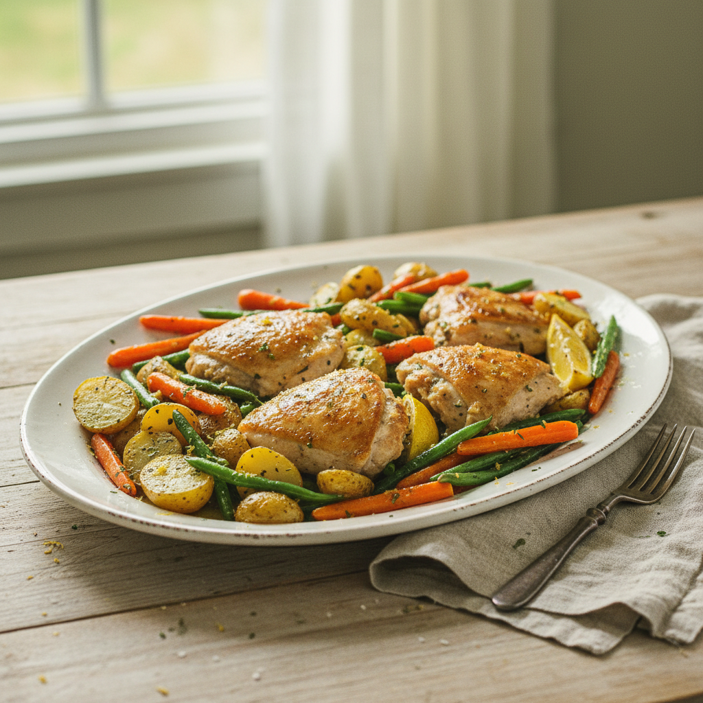 Sheet Pan Lemon Herb Chicken and Vegetables Dinner