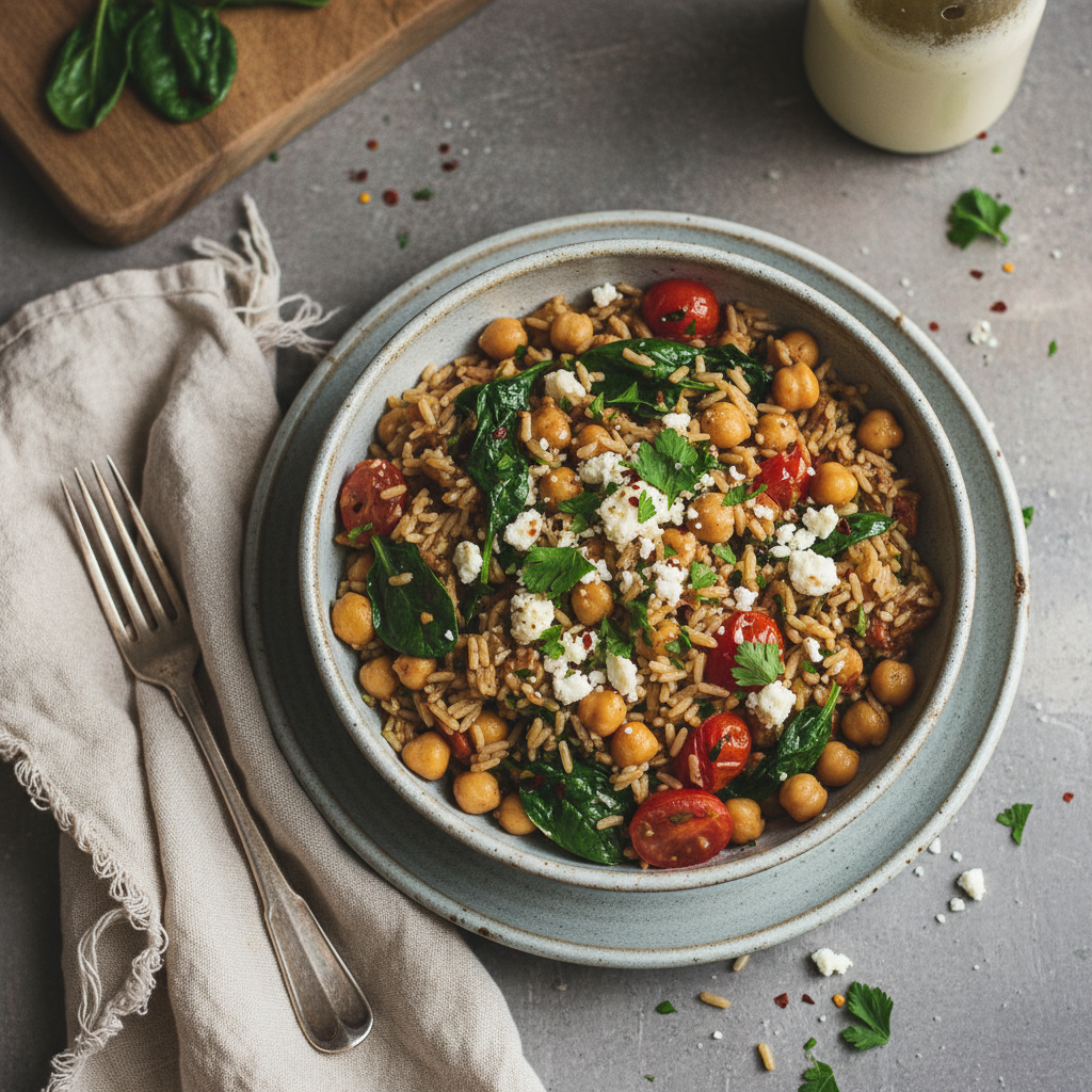 Vegetarian Weeknight Dinner: Chickpea Rice Skillet